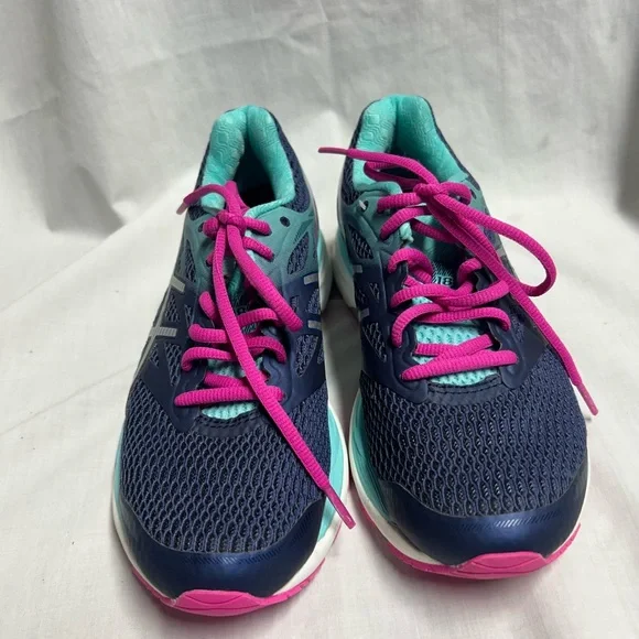 Asics Gel Cumulus 18 Women's Navy/Silver/Pink Running Shoes US 6.5 T6C8N A5 - Picture 2 of 9